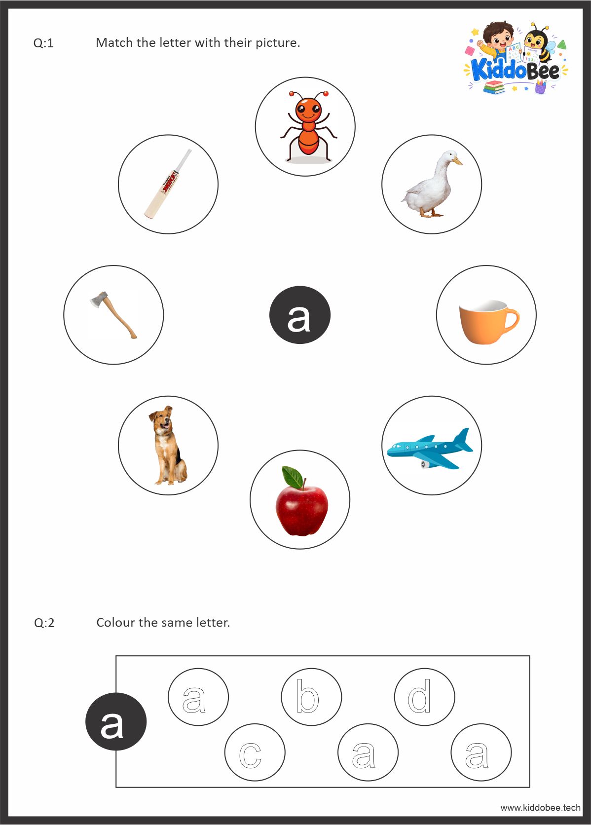 English Alphabet Activity Worksheet (Lower Case Letters a to z)