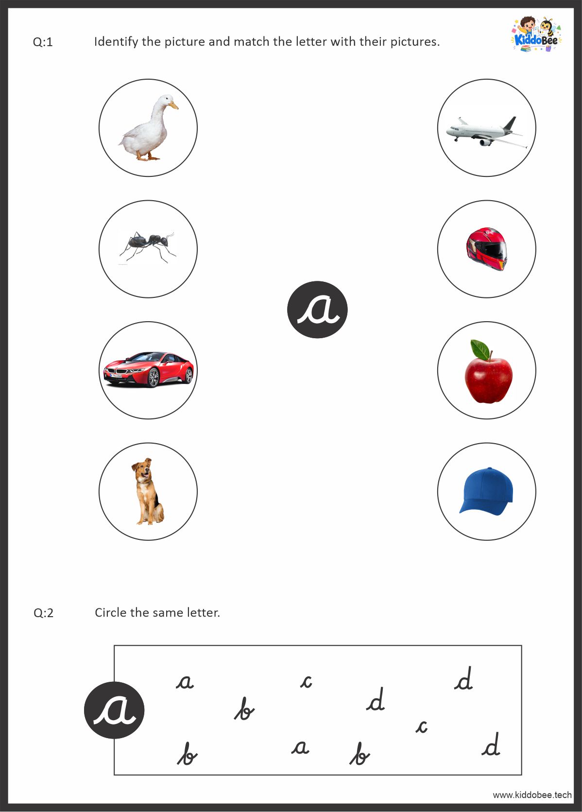 KiddoBee English Alphabet Activity Worksheet (Lower Case Letters a to z)