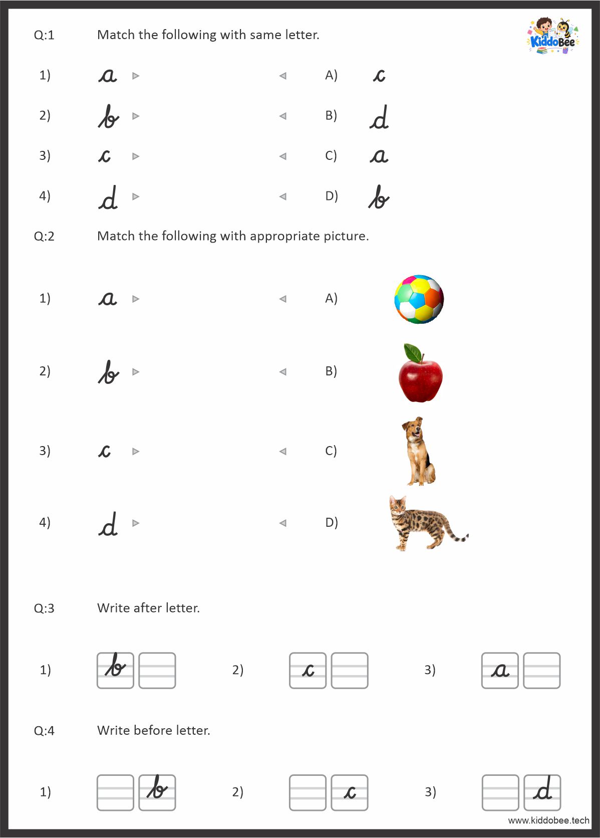 KiddoBee English Alphabet Activity Worksheet (Lower Case Letters a to z) - Image 3